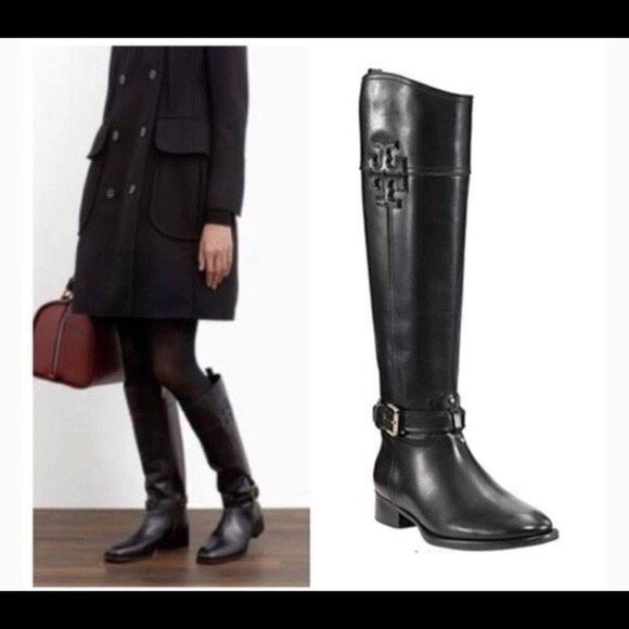 Tory Burch Leather Knee High Logo Riding Boots Black Size 6‎ - Picture 16 of 16
